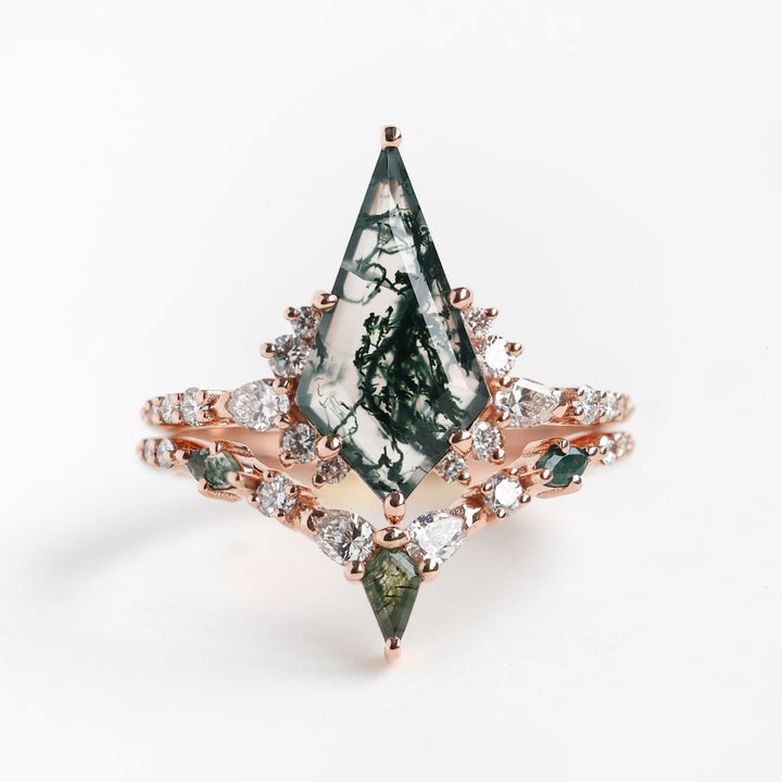Abigail Kite Moss Agate and Diamond Set | Capucinne