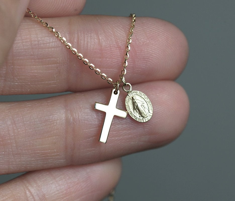 Mary (Good Cross Necklace) Our Lady of Guadalupe Cross Pendant Necklace – Stainless  main image 4