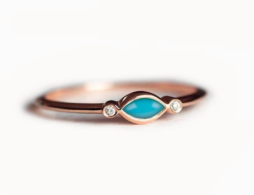 Half moon turquoise ring by Capucinne