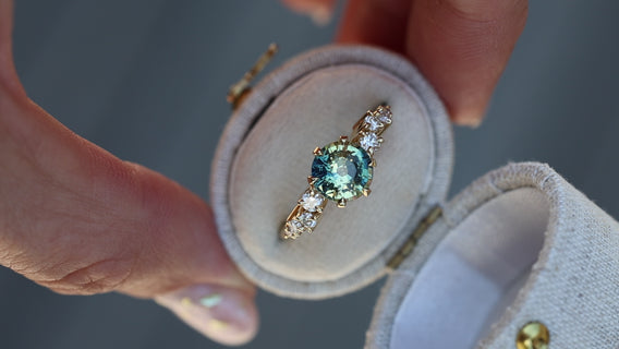 Pavelle 2.1 ct Round Peacock Sapphire Ring - Cluster Engagement Ring